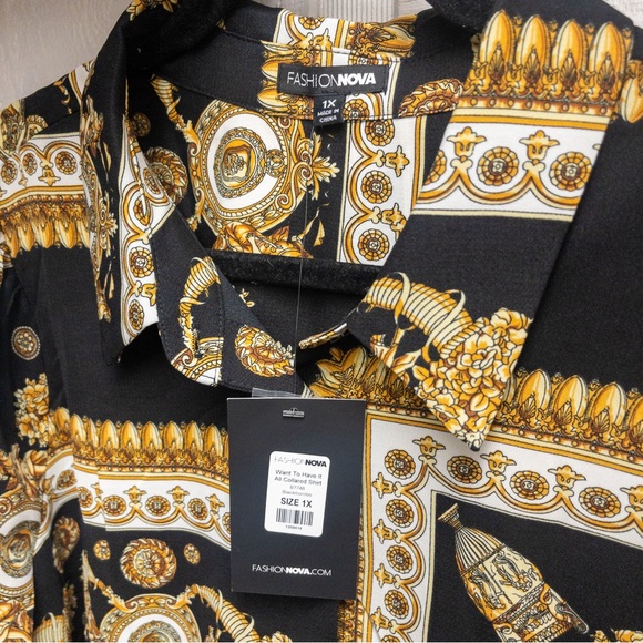 Fashion Nova Want To Have It All Collared Shirt - Picture 2 of 7